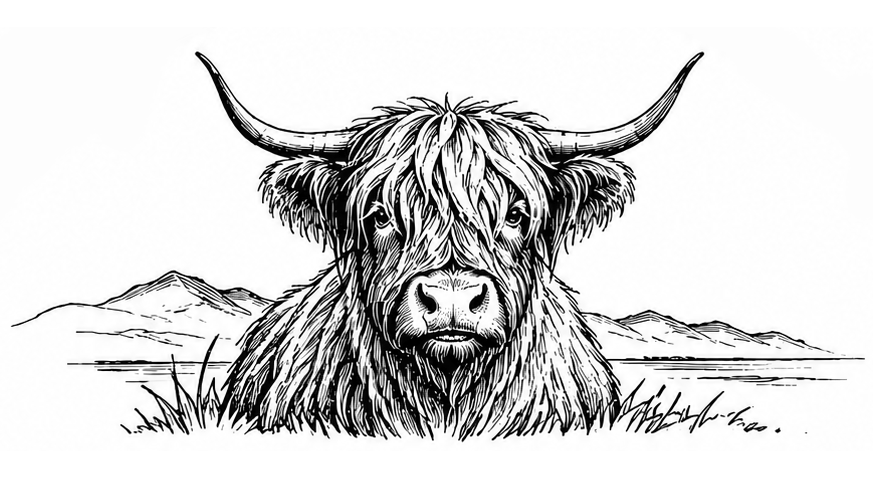 Lasair Studios Highland cow logo